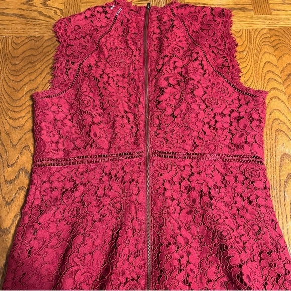 Bardot Women’s Lace Panel Midi Dress In Wine Sz 8 - Picture 14 of 15